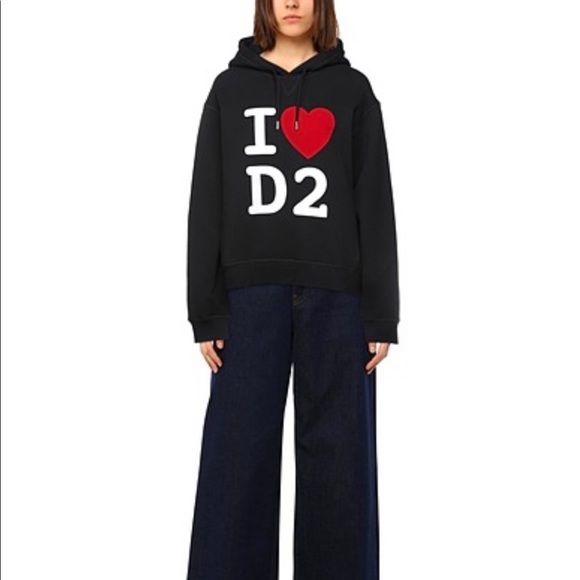 DSQUARED2 Tops - Dsquared 2 Black I Love D2 Print Sweat Hoodie M